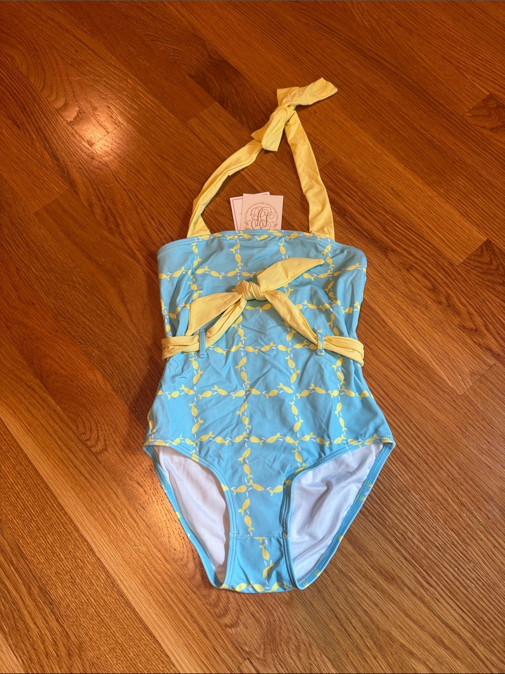 The Beaufort Bonnet Company Girls Blue and Yellow One-Piece Swimsuit